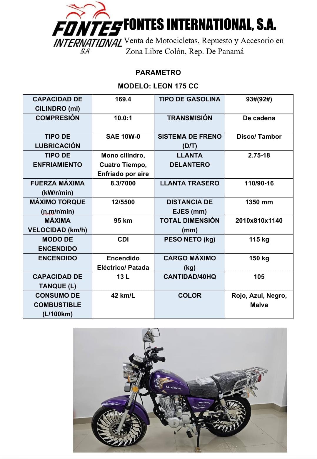 Motocicleta Leon (175 CC)