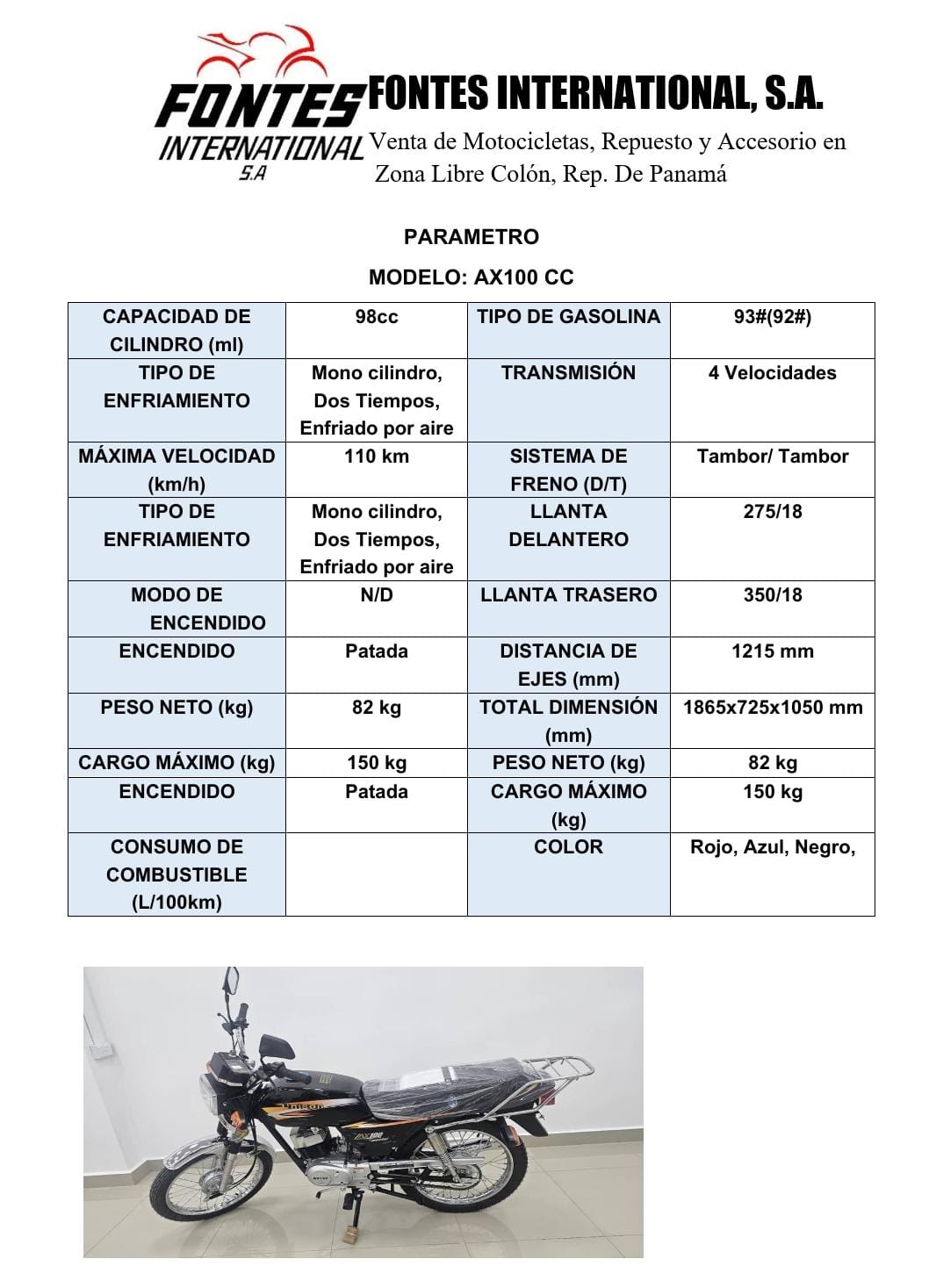 Motocicleta AX100 CC